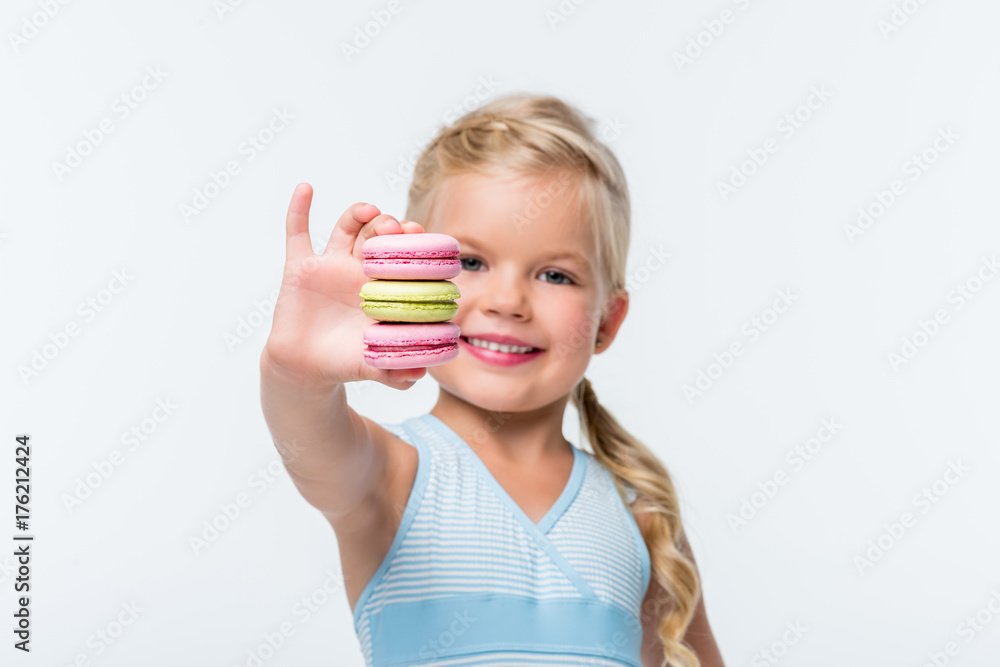 happy child with macaroons happy child with macaroons