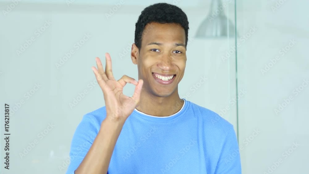 Okay Sign by Afro-American Man Okay Sign by Afro-American Man