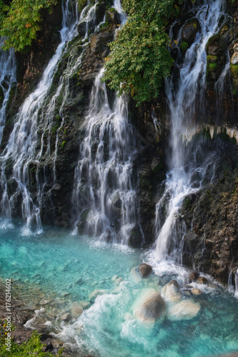 Shirahige Waterfall in Biei, Hokkaido, Japan.