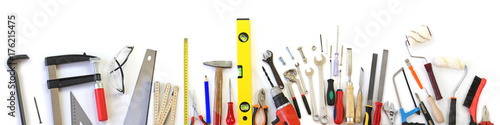 Various tools on white background