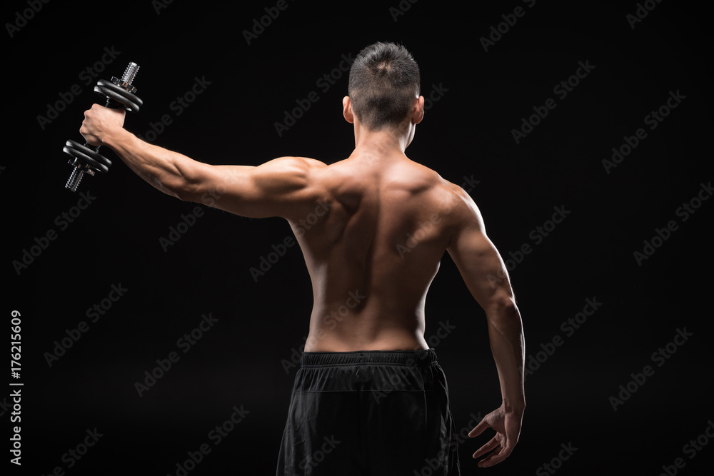 muscular man with dumbbell muscular man with dumbbell