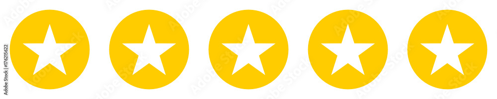 Five stars customer product rating review flat icon for apps and websites - notation sur cinq étoile pour sites web et applications Five stars customer product rating review flat icon for apps and websites - notation sur cinq étoile pour sites web et applications