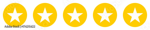Five stars customer product rating review flat icon for apps and websites - notation sur cinq étoile pour sites web et applications photo
