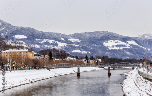 View of Salzburg and the Salzach River.Austria