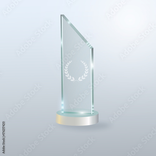 Circle Glass Trophy Award. Vector illustration isolated on grey background