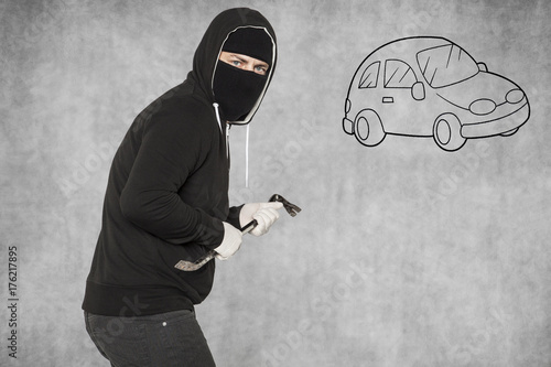 car theft, the thief is incognito photo