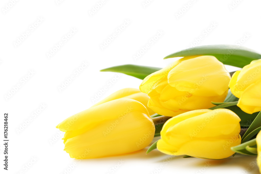 Bouquet of yellow tulips isolated on a white Bouquet of yellow tulips isolated on a white