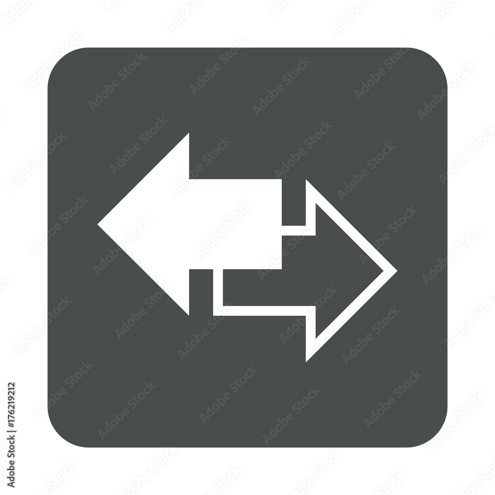 Icono plano flecha doble sentido en cuadrado gris Icono plano flecha doble sentido en cuadrado gris