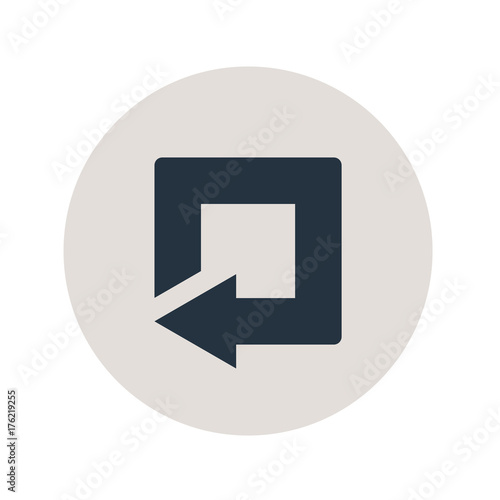 Icono plano flecha reinicio cuadrado en circulo gris
