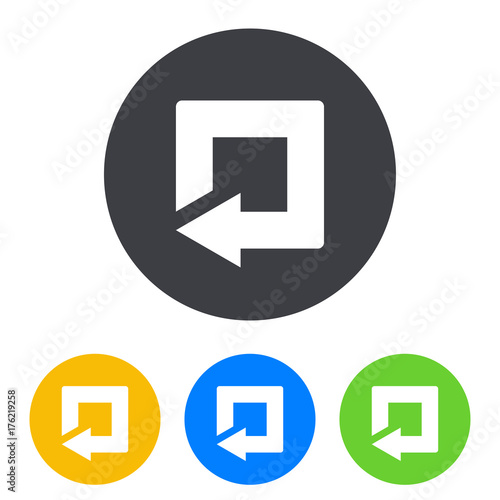 Icono plano flecha reinicio cuadrado en circulo varios colores