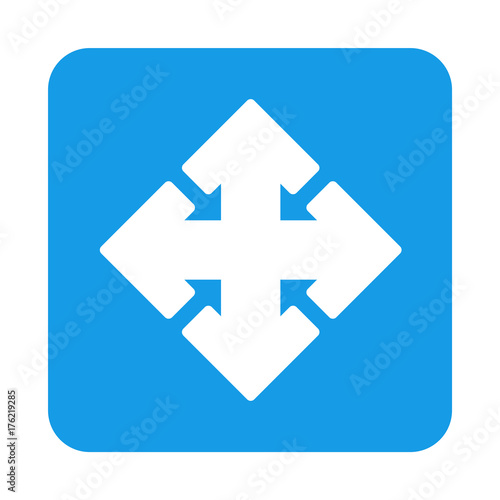 Free Download Icono plano flecha varias direcciones en cuadrado azul - GFXLoad
