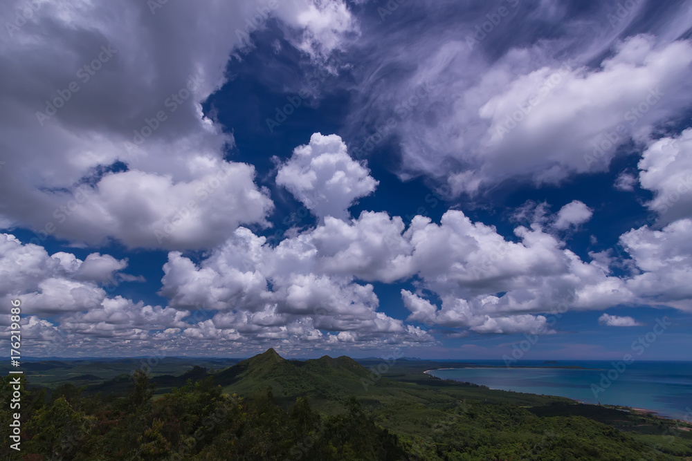 Fototapeta premium Nature scene of forest sea and the sky