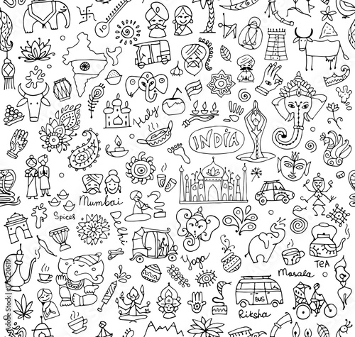 India sketch  seamless pattern for your design