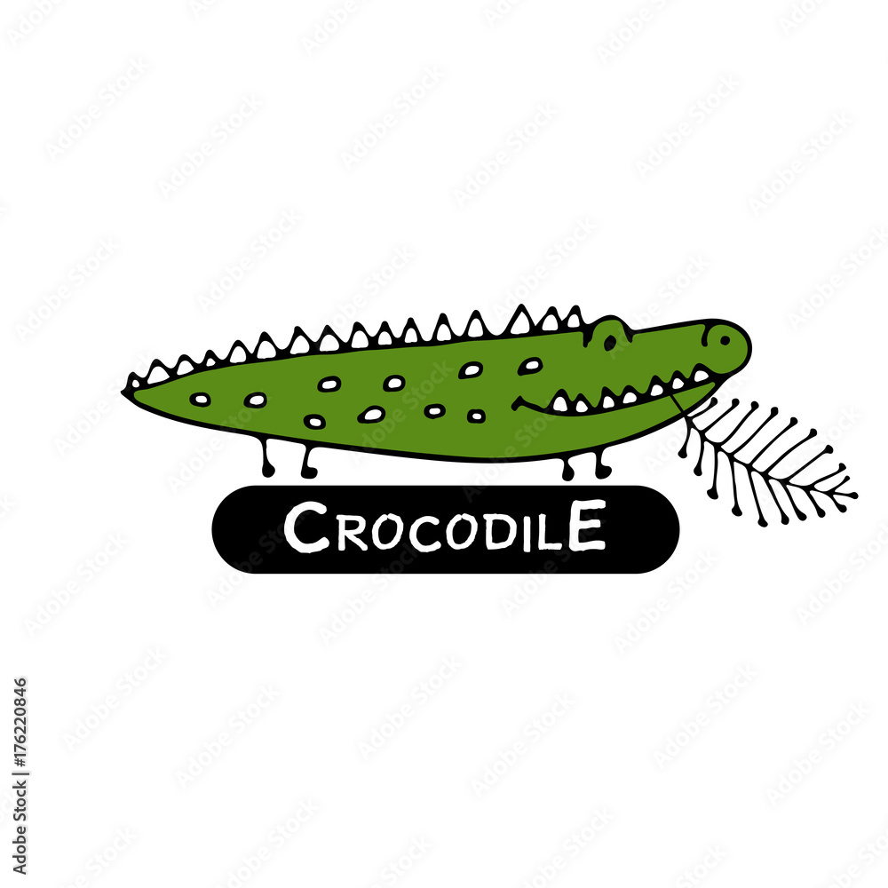 Funny crocodile, sketch for your design Funny crocodile, sketch for your design