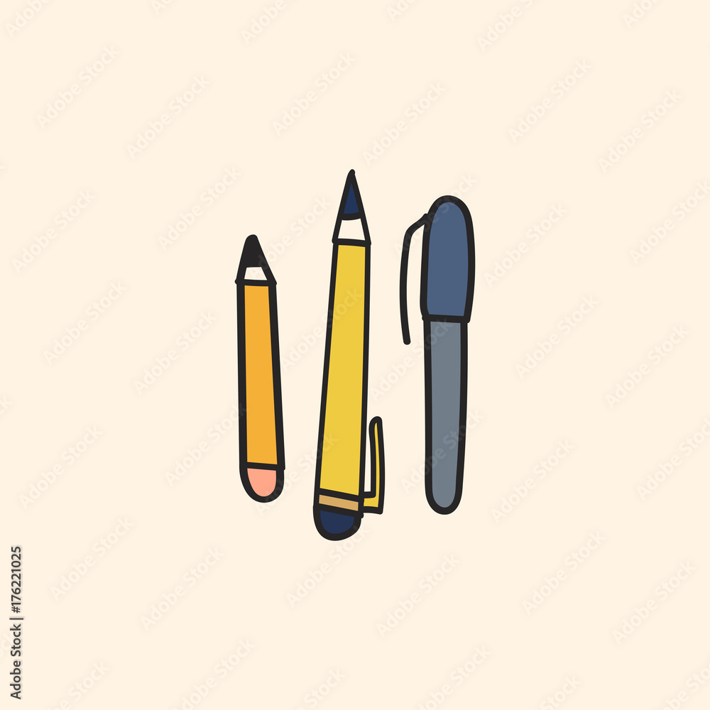 Vector of stationery doodle style Vector of stationery doodle style