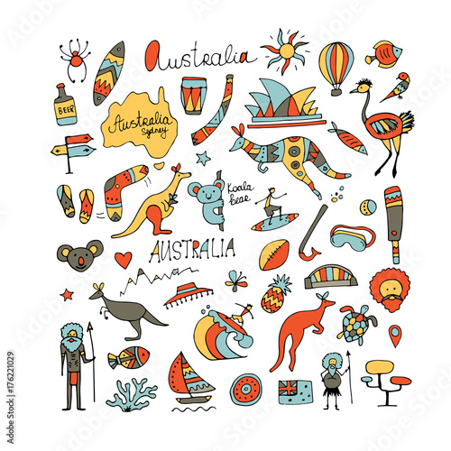Australia icons set, sketch for your design