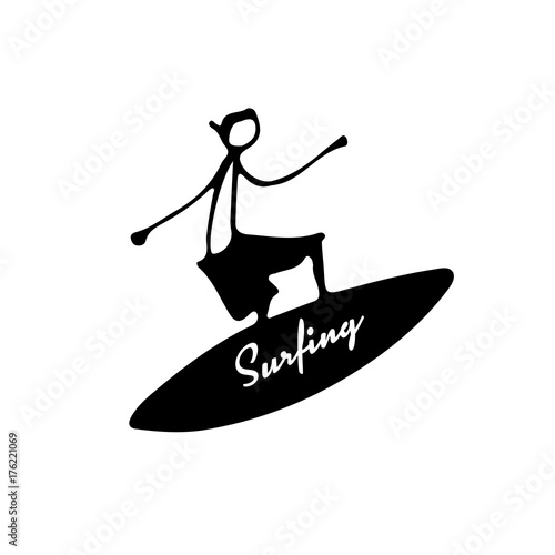 Surfer on wave, sketch for your design