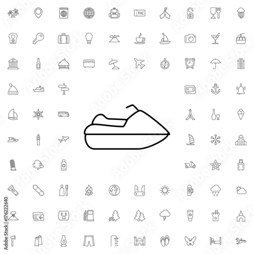 Jet ski icon. set of outline tourism icons.