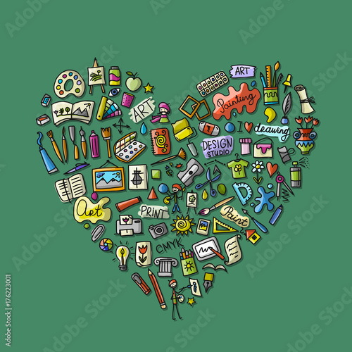 School of drawing, icons set for your design