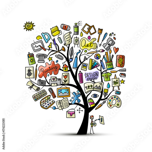 School of drawing, art tree for your design