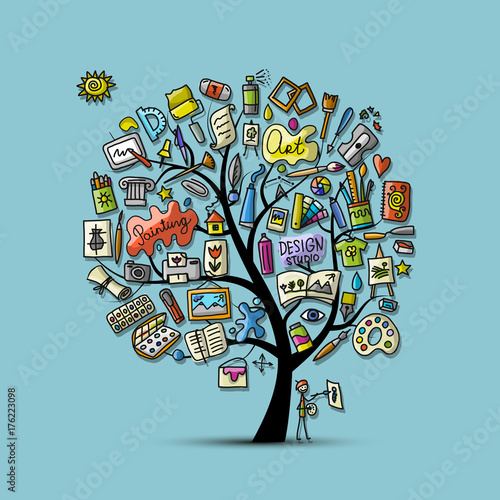 School of drawing, art tree for your design