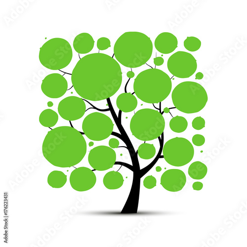 Abstract circles tree, sketch for your design