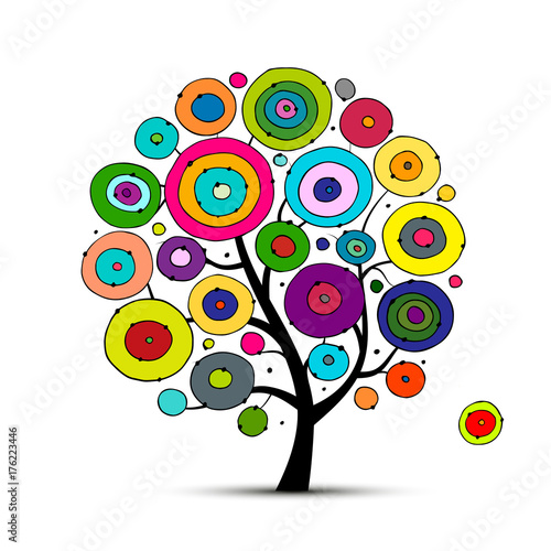 Abstract circles tree, sketch for your design