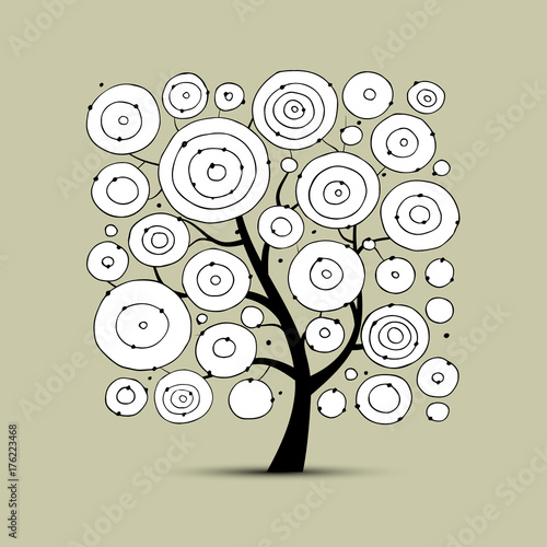 Abstract circles tree, sketch for your design