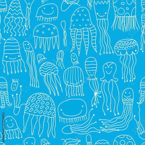 Funny jellyfishes, seamless pattern for your design