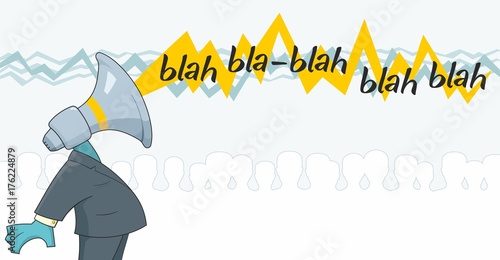 Marketing Megaphone Figure Making Noise to Crowd