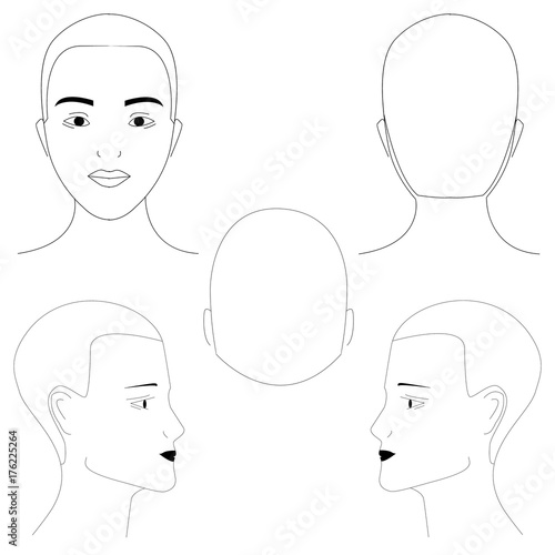 woman head in different projections.
