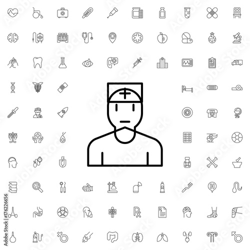 Doctor icon. set of outline medicine icons.