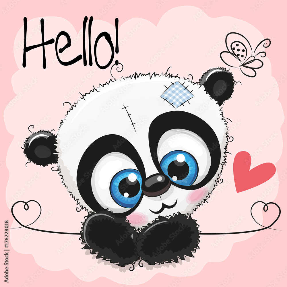 Fototapeta premium Cute Panda on a pink background