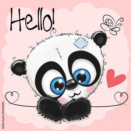 Fototapeta Naklejka Na Ścianę i Meble -  Cute Panda on a pink background