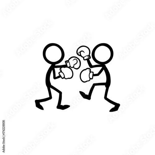 oncept of fighting stick-figure. Vector illustration.