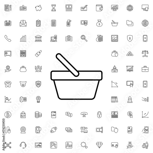 Shopping bucket icon. set of outline finance icons.