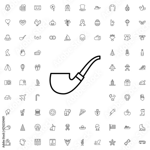 Smoking pipe icon. set of outline holiday icons.