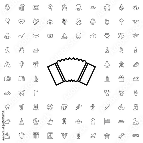 Accordion icon. set of outline holiday icons.