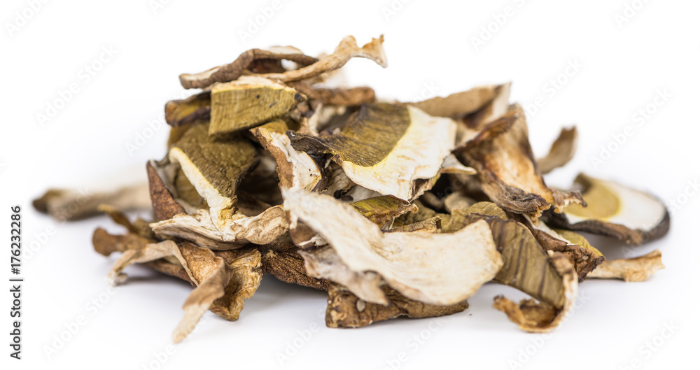 Portion of Dried Porcinis isolated on white Portion of Dried Porcinis isolated on white