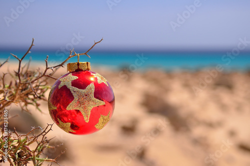 christmas ball on the beach