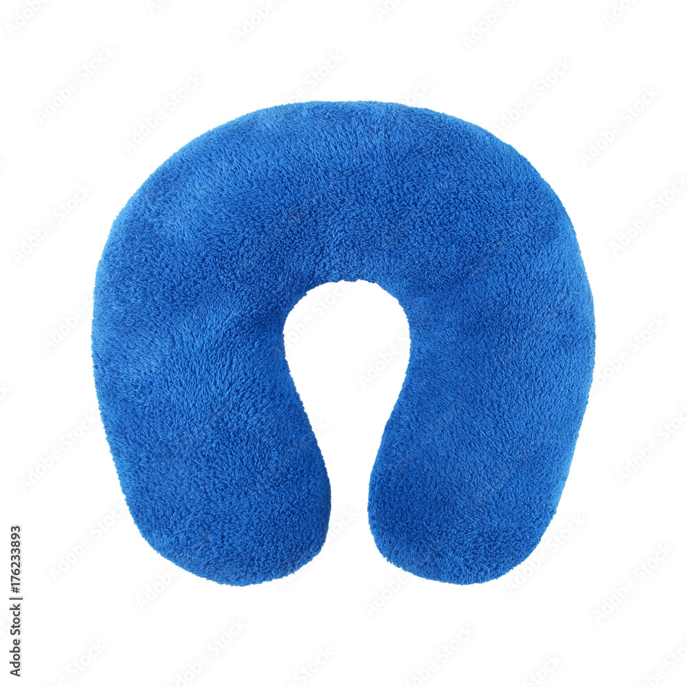traveling blue sleeping pillow or Neck Pillow isolated on white background traveling blue sleeping pillow or Neck Pillow isolated on white background