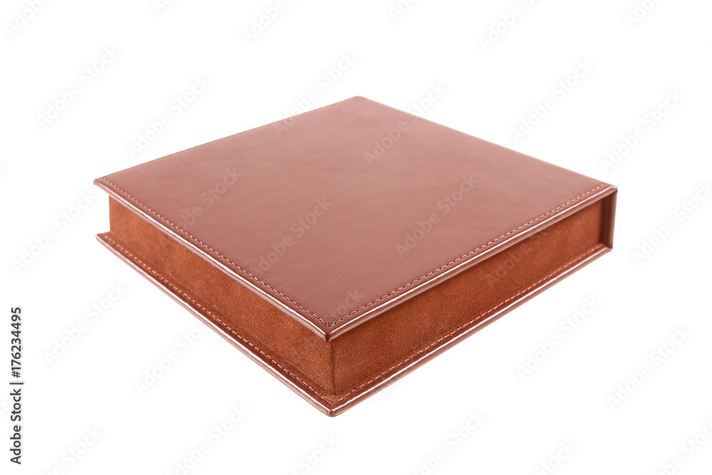 black leather box on white background black leather box on white background