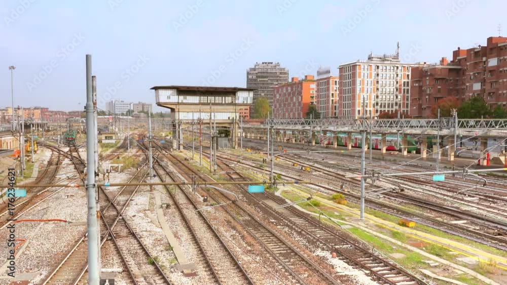 cinematic timelapse shot of railways of train station in Italy cinematic timelapse shot of railways of train station in Italy