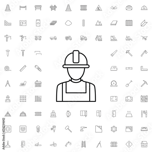 Builder icon. set of outline construction icons.