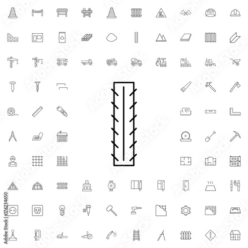 Stampa su tela Steel rebar icon. set of outline construction icons.