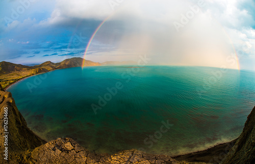 Beauty nature landscape Crimea with rainbow