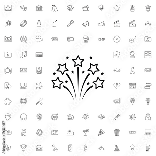 Fireworks icon. set of outline entertainment icons.