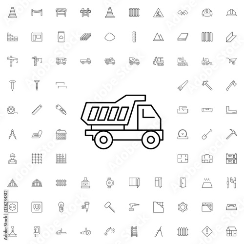 Tipper icon. set of outline construction icons.