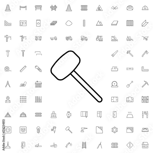 Rubber hummer icon. set of outline construction icons.