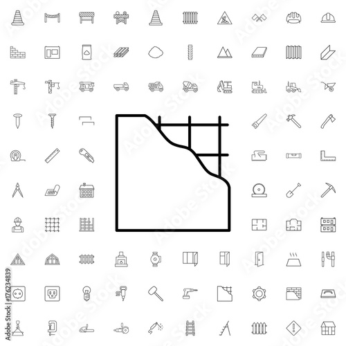 Plastering icon. set of outline construction icons.